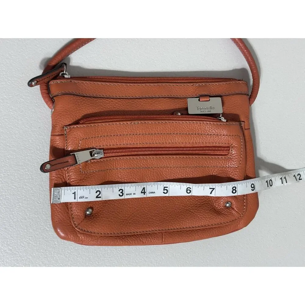 Tignanello Women's Small Pebble Leather Shoulder Crossbody Bag Orange